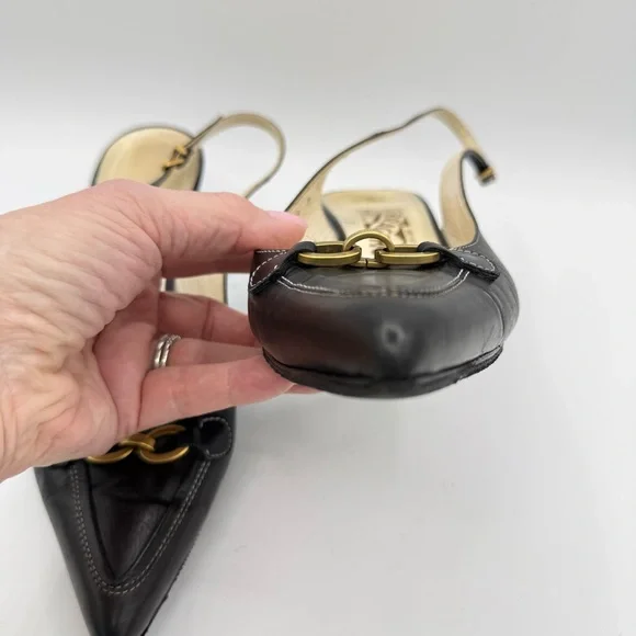 Salvatore Ferragamo Slingback Heels 9 Black - Picture 5 of 16